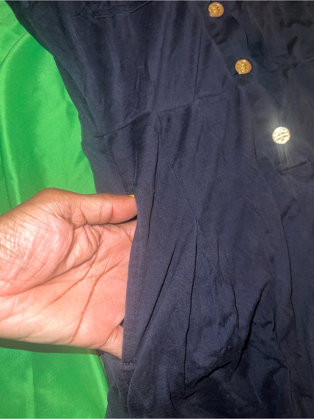 Tory Burch Navy Long-Sleeve Shirt Dress with Gold Buttons XS - Picture 6 of 9